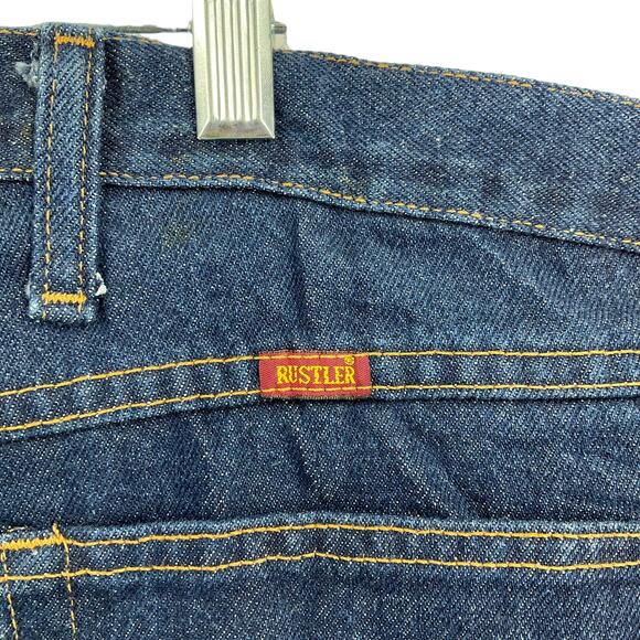 Rustler Men’s Straight Leg Dark Wash Blue Jeans Size 48x30 - Picture 7 of 9